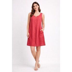 J.Jill Coral Pink Linen Sleeveless Tank Dress with Pockets Size Small